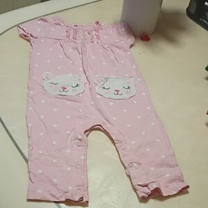 Carter's Pink and White Baby Romper Sz 18 M 100% Cotton
